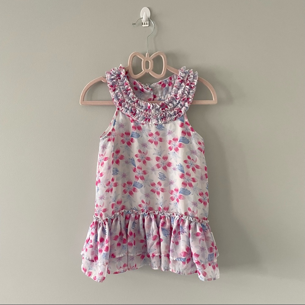 Calvin Klein Girl’s Floral Top with Ruffle Hem